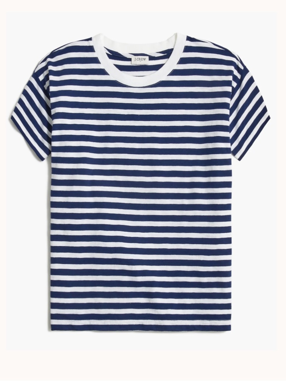 J Crew Navy and White Striped Crewneck Tee Shirt Size Large